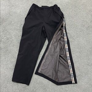 Burberry Golf Black Waterproof/Windproof Zip Rain Pants Nova Check Trim